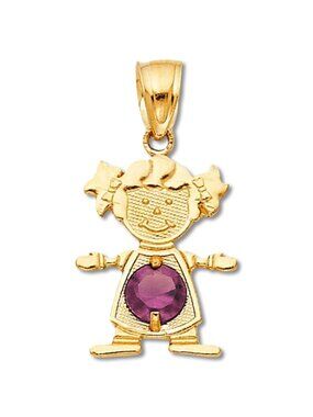 14k Solid Gold June Birthstone Girl Charm By Tehrani Jewelry